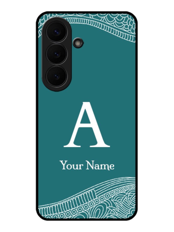 Custom Samsung Galaxy S26 5G Custom Glass Phone Case - Line Art Pattern With Custom Name Design