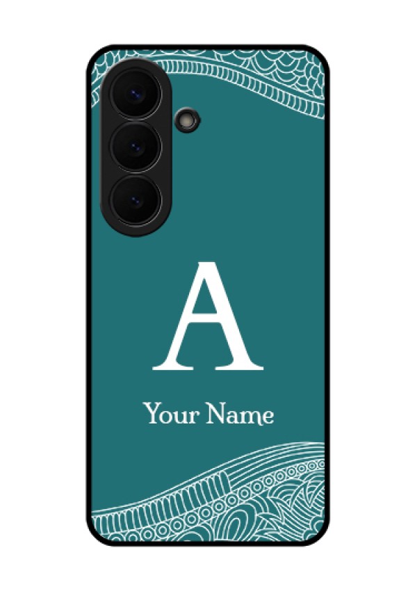 Samsung Galaxy S26 5G Custom Glass Phone Case - Line Art Pattern With Custom Name Design
