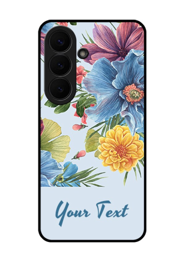 Samsung Galaxy S26 5G Custom Glass Phone Case - Stunning Watercolored Flowers Painting Design