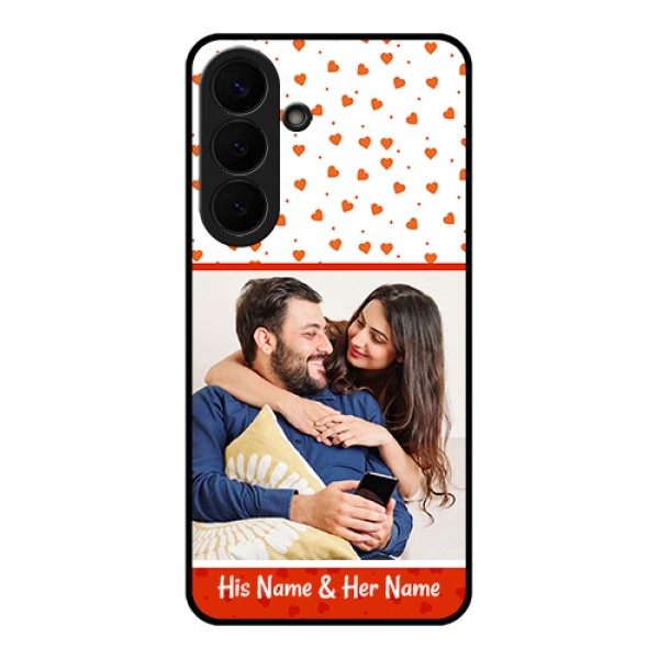 Samsung Galaxy S26 Plus 5G Custom Glass Phone Case - Orange Love Symbol Design Samsung Galaxy S26 Plus 5G Custom Glass Phone Case - Orange Love Symbol Design