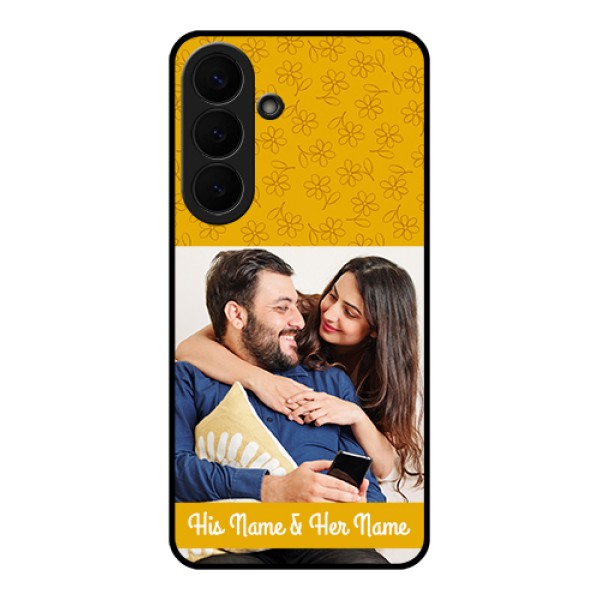 Samsung Galaxy S26 Plus 5G Custom Glass Phone Case - Yellow Floral Design Samsung Galaxy S26 Plus 5G Custom Glass Phone Case - Yellow Floral Design