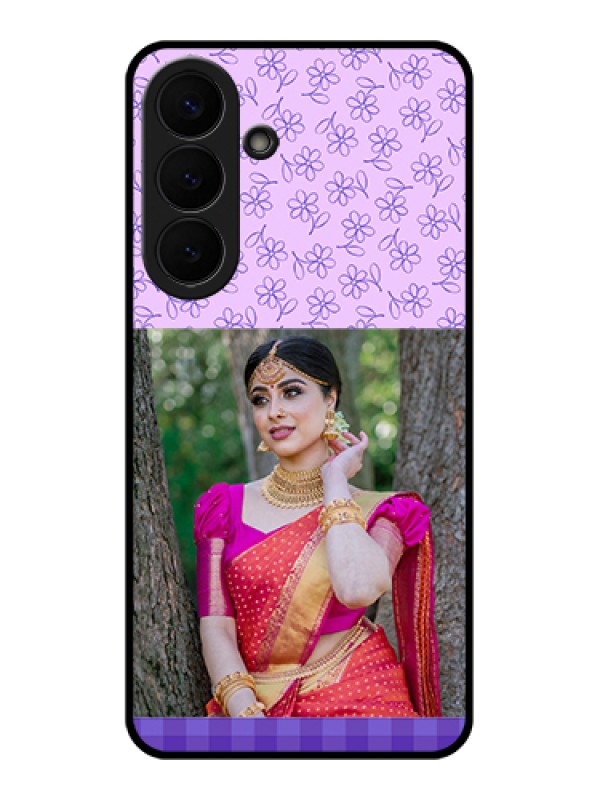 Custom Samsung Galaxy S26 Plus 5G Custom Glass Phone Case - Purple Floral Design
