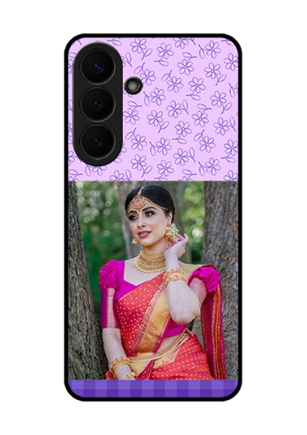 Samsung Galaxy S26 Plus 5G Custom Glass Phone Case - Purple Floral Design