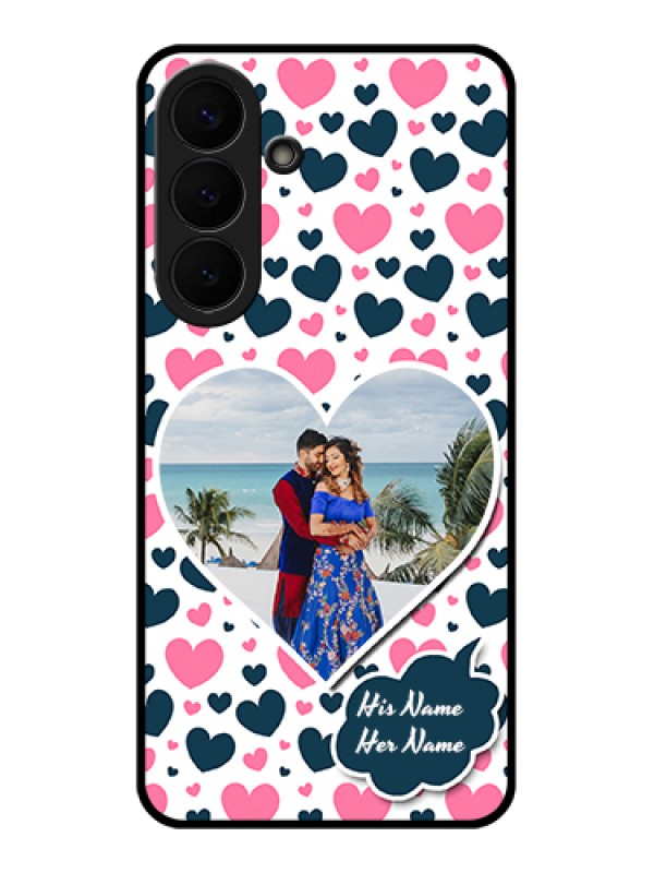 Custom Samsung Galaxy S26 Plus 5G Custom Glass Phone Case - Pink & Blue Heart Design