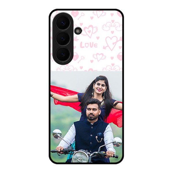 Samsung Galaxy S26 Plus 5G Custom Glass Phone Case - Pink Flying Heart Design