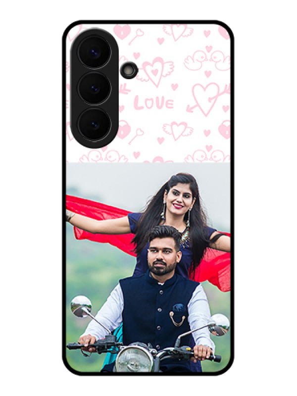 Custom Samsung Galaxy S26 Plus 5G Custom Glass Phone Case - Pink Flying Heart Design