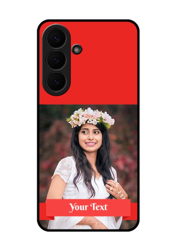 Samsung Galaxy S26 Plus 5G Custom Glass Phone Case - Simple Red Color Design