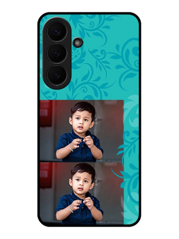 Custom Samsung Galaxy S26 Plus 5G Custom Glass Phone Case - With Photo And Green Floral Design