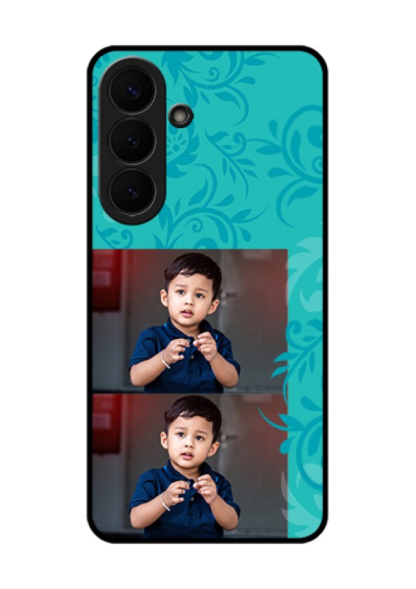 Samsung Galaxy S26 Plus 5G Custom Glass Phone Case - With Photo And Green Floral Design