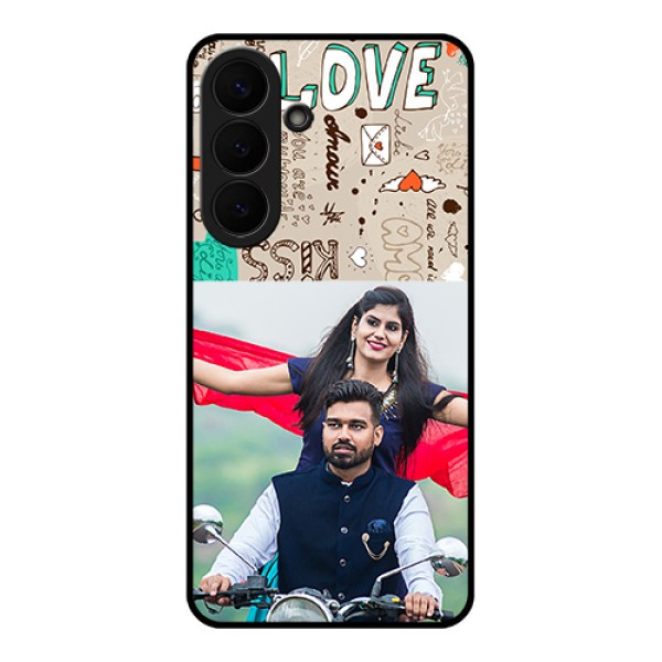 Samsung Galaxy S26 Plus 5G Custom Glass Phone Case - Love Doodle Pattern