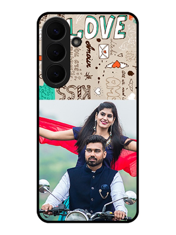 Custom Samsung Galaxy S26 Plus 5G Custom Glass Phone Case - Love Doodle Pattern