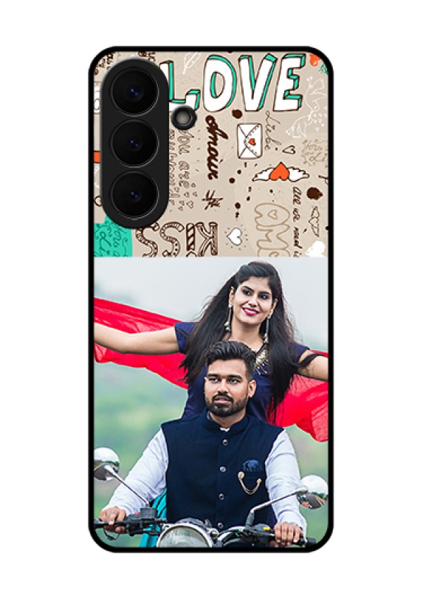 Samsung Galaxy S26 Plus 5G Custom Glass Phone Case - Love Doodle Pattern