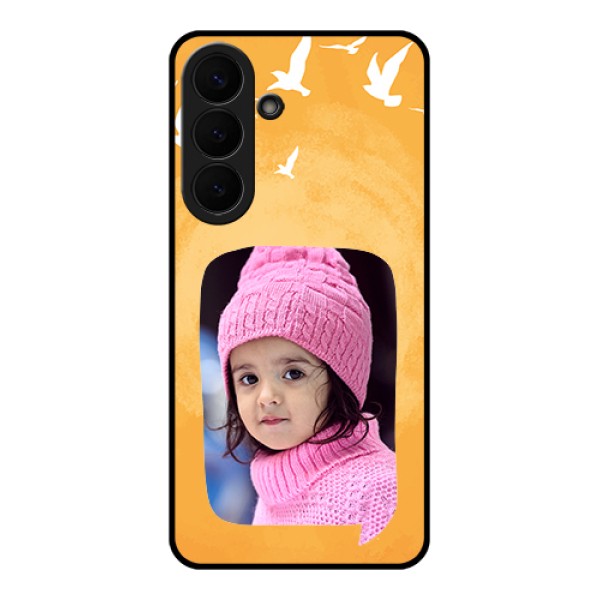 Samsung Galaxy S26 Plus 5G Custom Glass Phone Case - Water Color Design With Bird Icons Samsung Galaxy S26 Plus 5G Custom Glass Phone Case - Water Color Design With Bird Icons