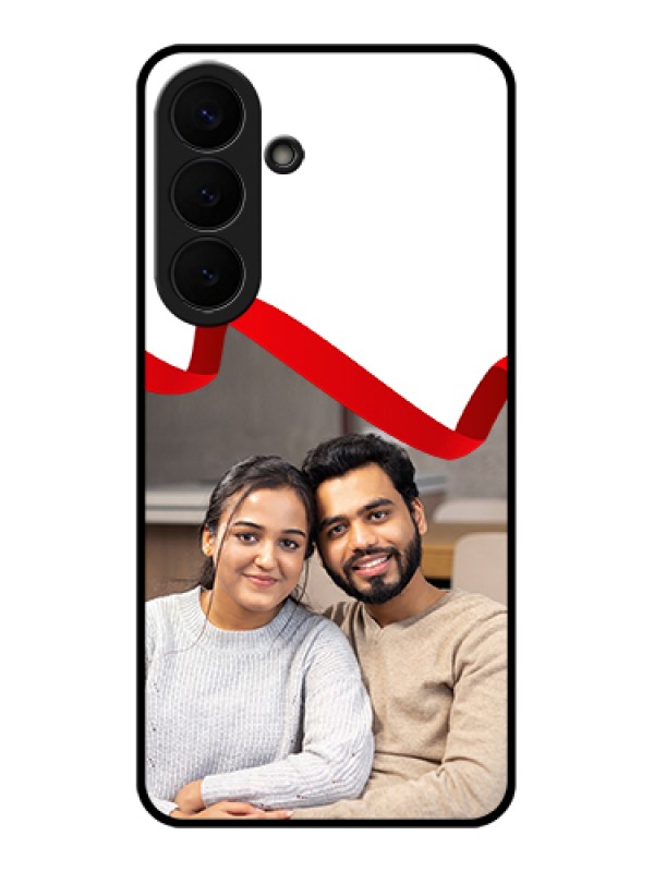 Custom Samsung Galaxy S26 Plus 5G Custom Glass Phone Case - Red Ribbon Frame Design