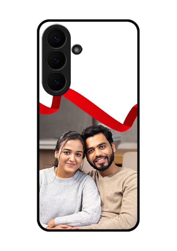 Samsung Galaxy S26 Plus 5G Custom Glass Phone Case - Red Ribbon Frame Design