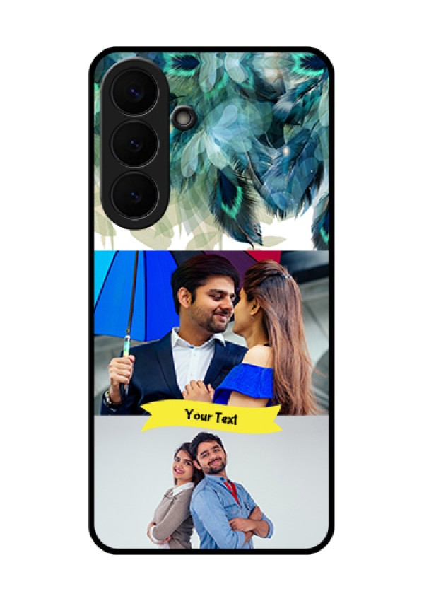 Samsung Galaxy S26 Plus 5G Custom Glass Phone Case - Image With Boho Peacock Feather Design