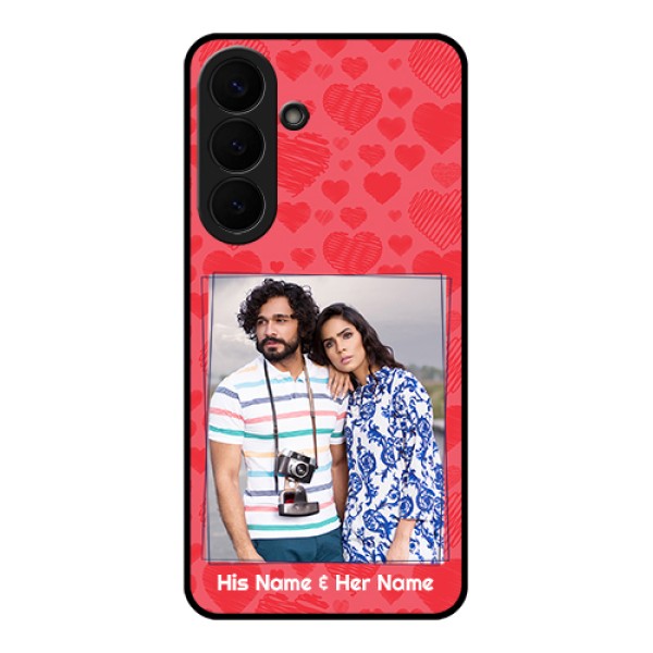 Samsung Galaxy S26 Plus 5G Custom Glass Phone Case - With Red Heart Symbols Design Samsung Galaxy S26 Plus 5G Custom Glass Phone Case - With Red Heart Symbols Design