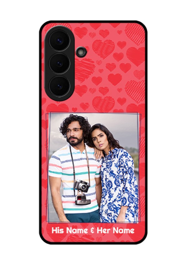 Samsung Galaxy S26 Plus 5G Custom Glass Phone Case - With Red Heart Symbols Design