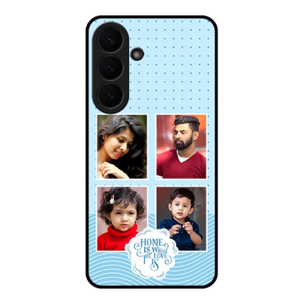 Samsung Galaxy S26 Plus 5G Custom Glass Phone Case - Cute Love Quote With 4 Pic Upload Design Samsung Galaxy S26 Plus 5G Custom Glass Phone Case - Cute Love Quote With 4 Pic Upload Design