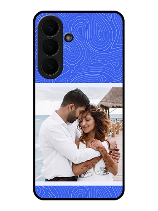 Custom Samsung Galaxy S26 Plus 5G Custom Glass Phone Case - Curved Line Art With Blue And White Design