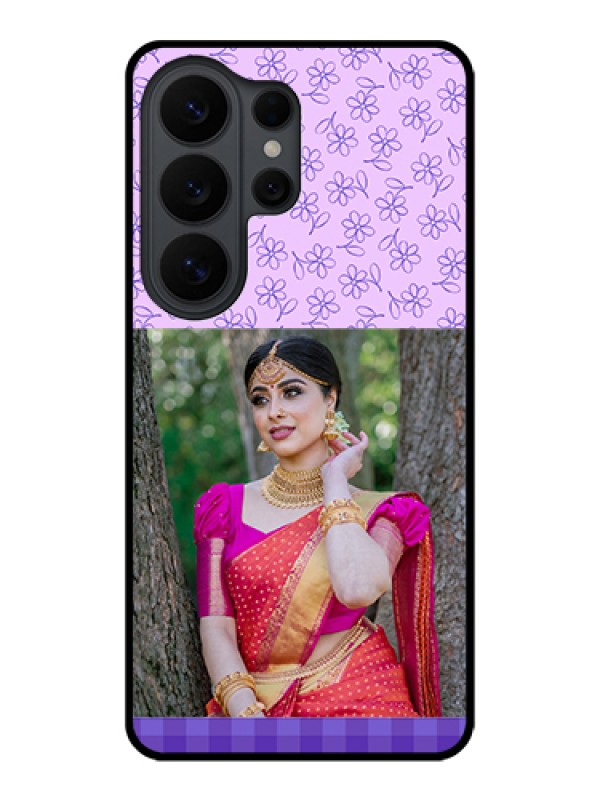Custom Samsung Galaxy S26 Ultra 5G Custom Glass Phone Case - Purple Floral Design