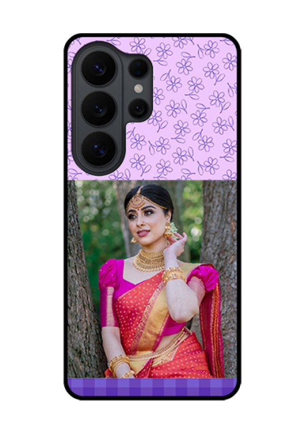 Samsung Galaxy S26 Ultra 5G Custom Glass Phone Case - Purple Floral Design