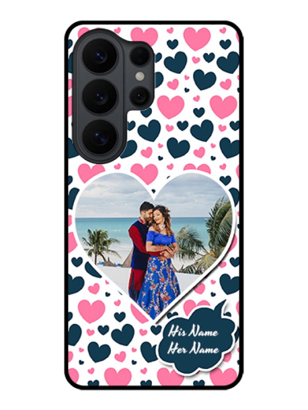 Custom Samsung Galaxy S26 Ultra 5G Custom Glass Phone Case - Pink & Blue Heart Design