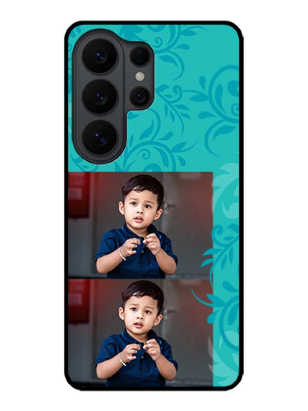 Custom Samsung Galaxy S26 Ultra 5G Custom Glass Phone Case - With Photo And Green Floral Design
