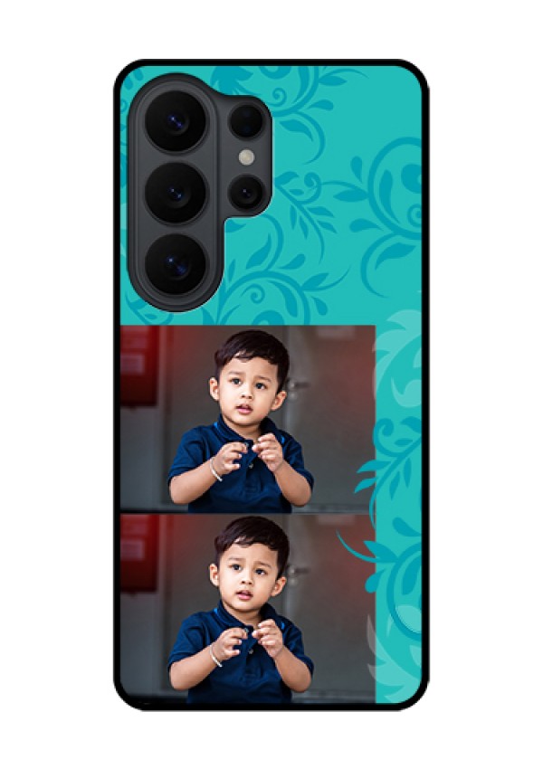 Samsung Galaxy S26 Ultra 5G Custom Glass Phone Case - With Photo And Green Floral Design