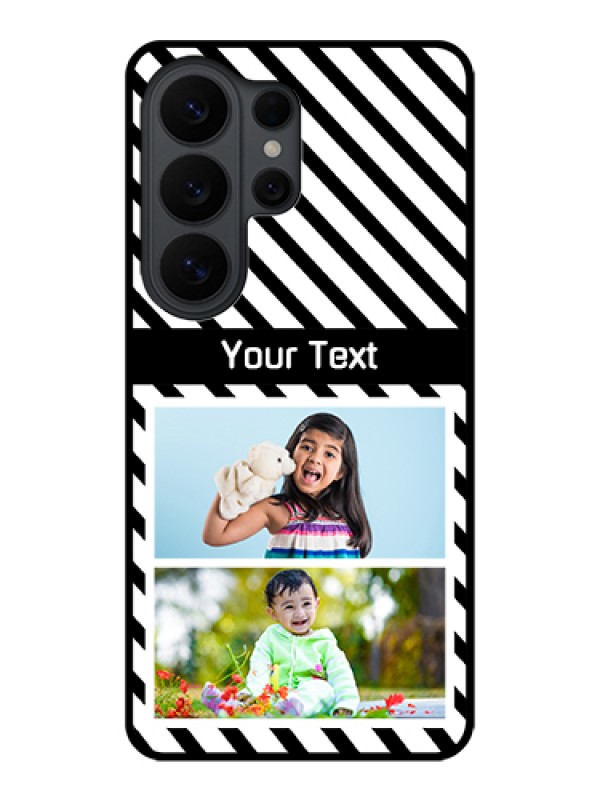 Custom Samsung Galaxy S26 Ultra 5G Custom Glass Phone Case - Black And White Stripes Design