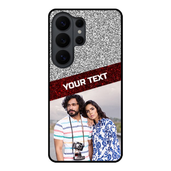 Samsung Galaxy S26 Ultra 5G Custom Glass Phone Case - Image Holder With Glitter Strip Design Samsung Galaxy S26 Ultra 5G Custom Glass Phone Case - Image Holder With Glitter Strip Design
