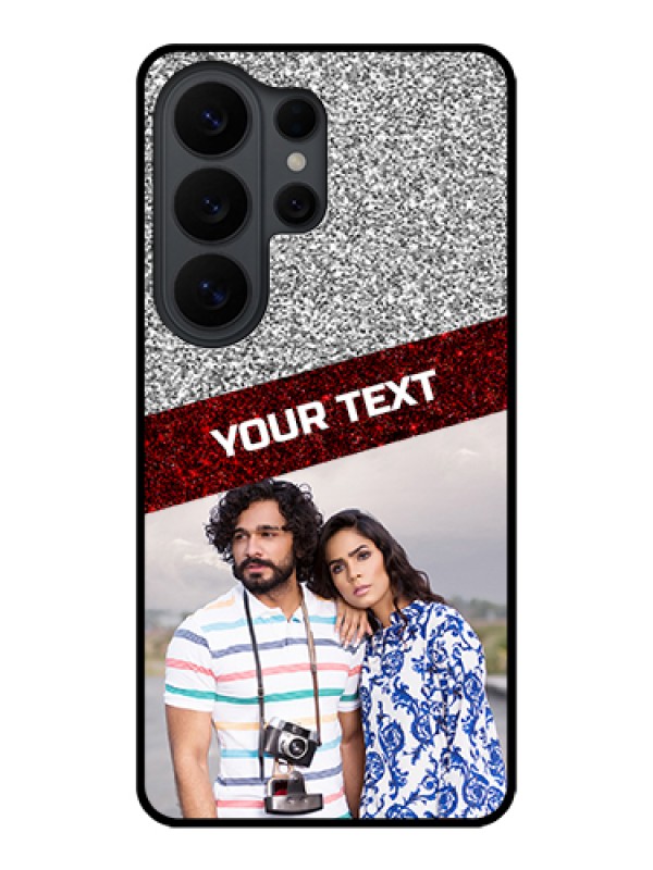 Custom Samsung Galaxy S26 Ultra 5G Custom Glass Phone Case - Image Holder With Glitter Strip Design