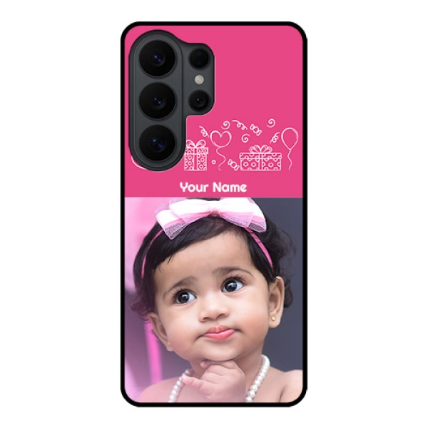 Samsung Galaxy S26 Ultra 5G Custom Glass Phone Case - With Birthday Line Art Design Samsung Galaxy S26 Ultra 5G Custom Glass Phone Case - With Birthday Line Art Design