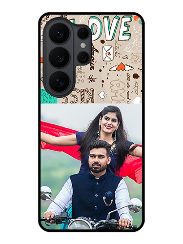 Custom Samsung Galaxy S26 Ultra 5G Custom Glass Phone Case - Love Doodle Pattern