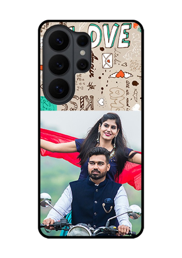Samsung Galaxy S26 Ultra 5G Custom Glass Phone Case - Love Doodle Pattern