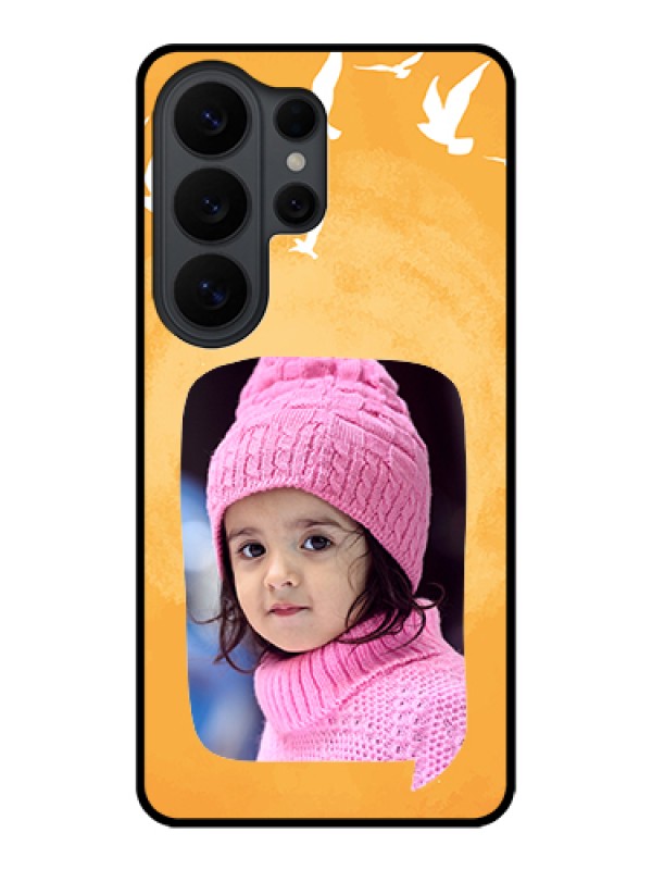 Custom Samsung Galaxy S26 Ultra 5G Custom Glass Phone Case - Water Color Design With Bird Icons
