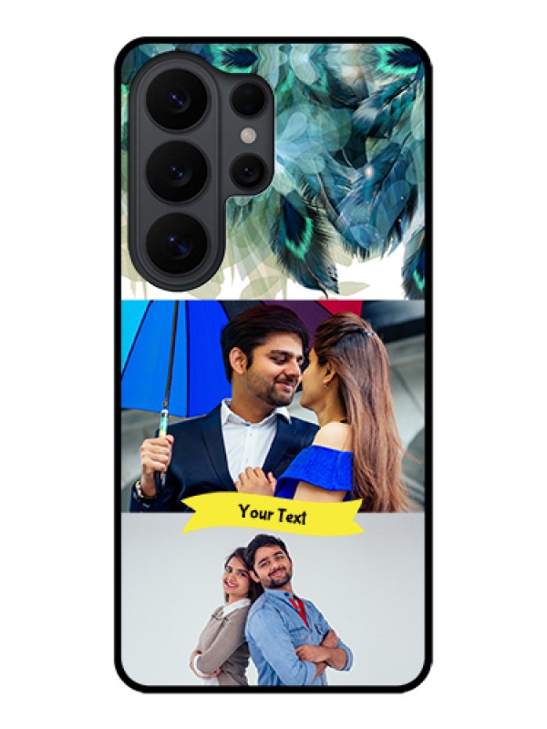 Custom Samsung Galaxy S26 Ultra 5G Custom Glass Phone Case - Image With Boho Peacock Feather Design