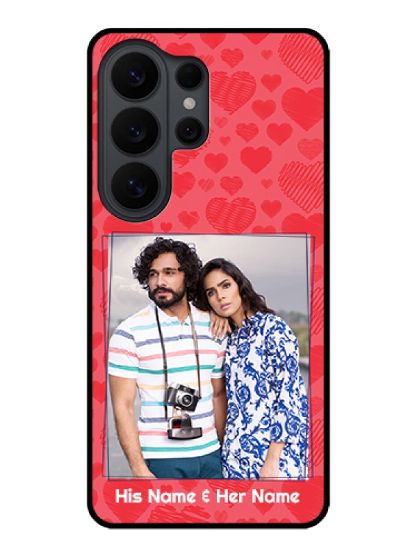 Custom Samsung Galaxy S26 Ultra 5G Custom Glass Phone Case - With Red Heart Symbols Design
