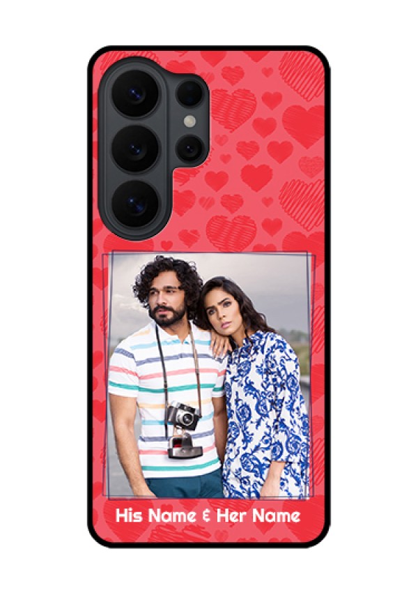 Samsung Galaxy S26 Ultra 5G Custom Glass Phone Case - With Red Heart Symbols Design