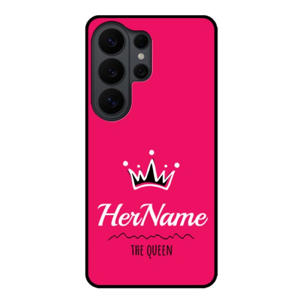 Samsung Galaxy S26 Ultra 5G Custom Glass Phone Case - Queen With Name Design Samsung Galaxy S26 Ultra 5G Custom Glass Phone Case - Queen With Name Design
