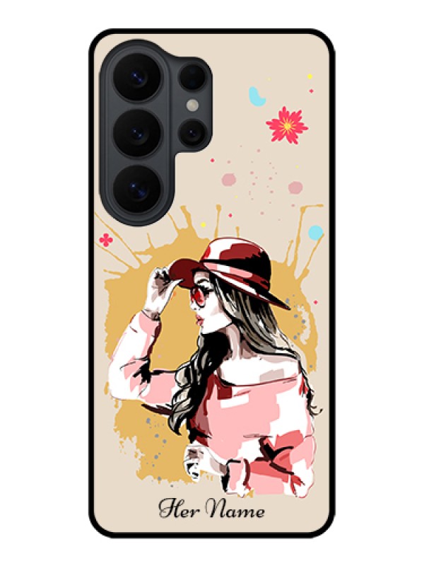 Custom Samsung Galaxy S26 Ultra 5G Custom Glass Phone Case - Women With Pink Hat Design