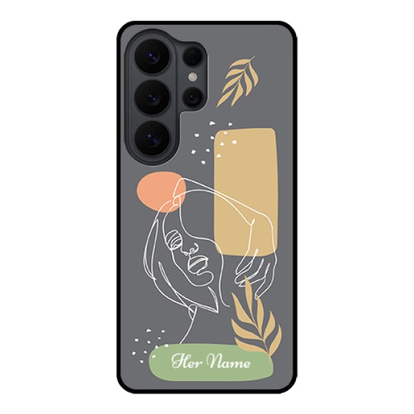 Samsung Galaxy S26 Ultra 5G Custom Glass Phone Case - Gazing Woman Line Art Design Samsung Galaxy S26 Ultra 5G Custom Glass Phone Case - Gazing Woman Line Art Design
