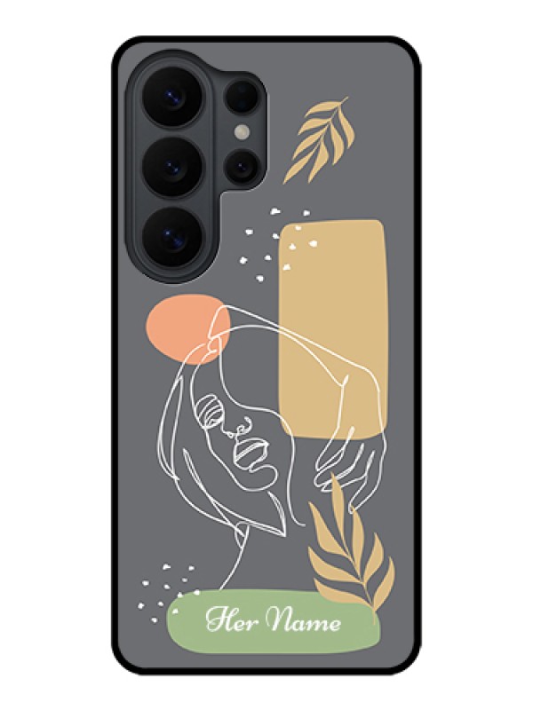 Custom Samsung Galaxy S26 Ultra 5G Custom Glass Phone Case - Gazing Woman Line Art Design