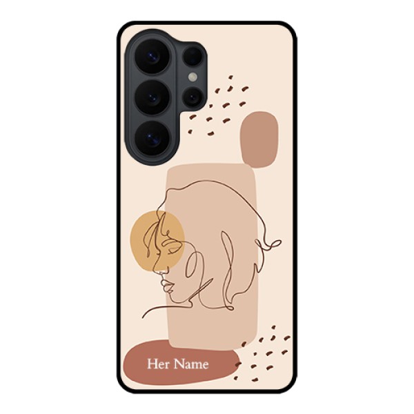 Samsung Galaxy S26 Ultra 5G Custom Glass Phone Case - Calm Woman Line Art Design Samsung Galaxy S26 Ultra 5G Custom Glass Phone Case - Calm Woman Line Art Design