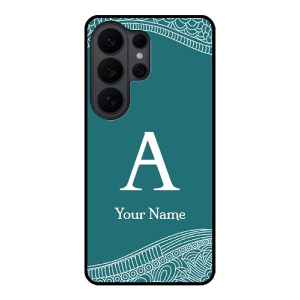 Samsung Galaxy S26 Ultra 5G Custom Glass Phone Case - Line Art Pattern With Custom Name Design Samsung Galaxy S26 Ultra 5G Custom Glass Phone Case - Line Art Pattern With Custom Name Design