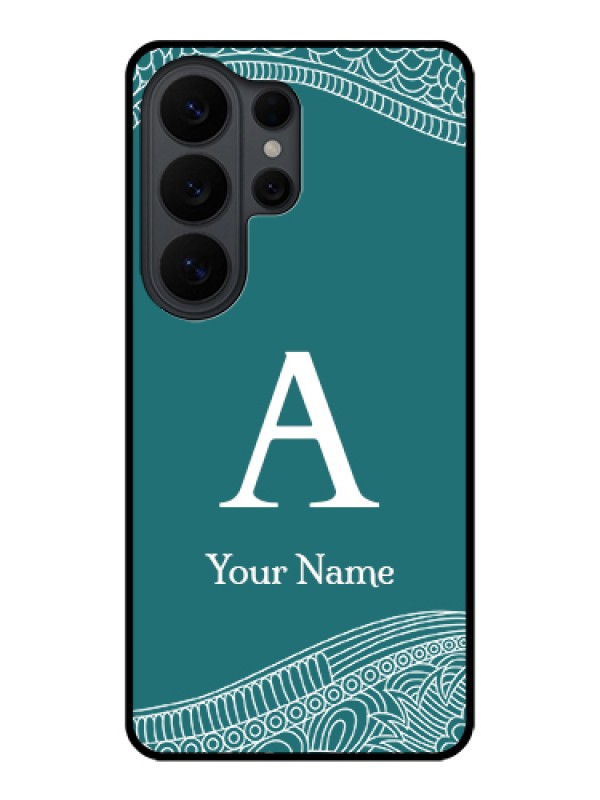 Custom Samsung Galaxy S26 Ultra 5G Custom Glass Phone Case - Line Art Pattern With Custom Name Design