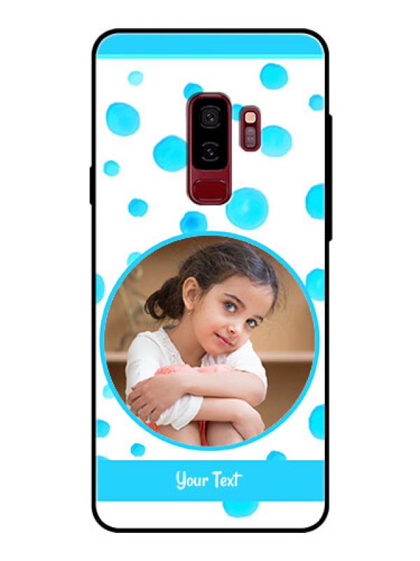 Custom Samsung Galaxy S9 Plus Photo Printing on Glass Case  - Blue Bubbles Pattern Design