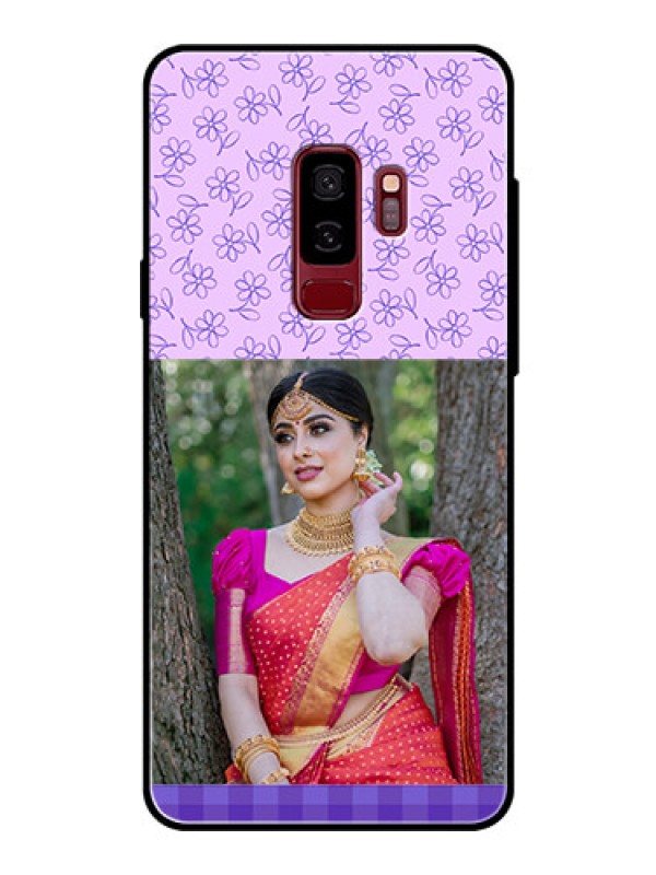 Custom Samsung Galaxy S9 Plus Custom Glass Phone Case  - Purple Floral Design