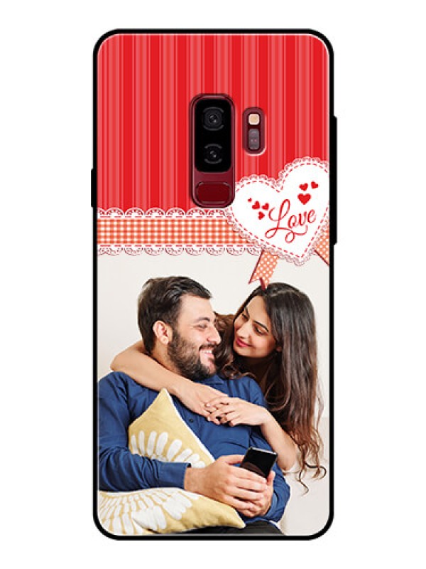 Custom Samsung Galaxy S9 Plus Custom Glass Mobile Case  - Red Love Pattern Design