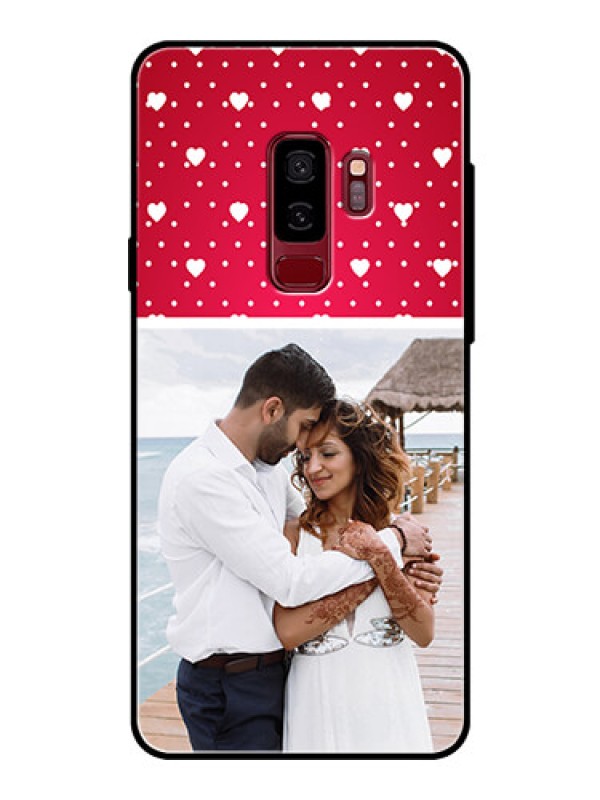Custom Samsung Galaxy S9 Plus Photo Printing on Glass Case  - Hearts Mobile Case Design
